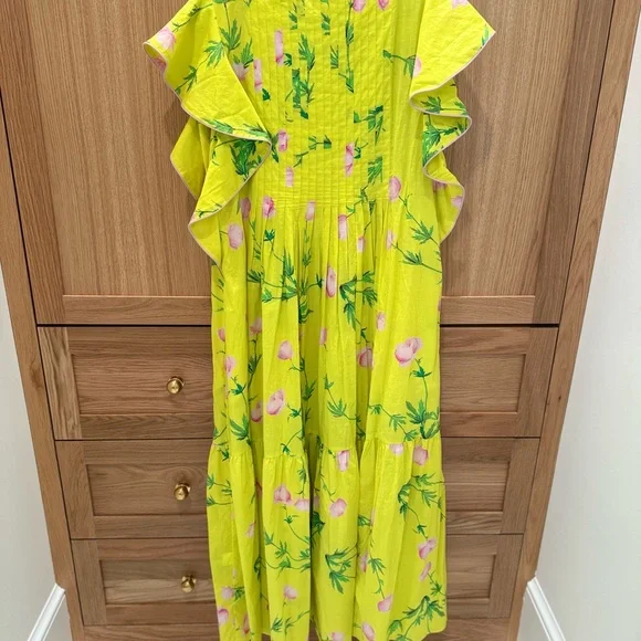 Cynthia Rowley Yellow Pink Maxi Sundress Wedding Guest - Picture 6 of 6
